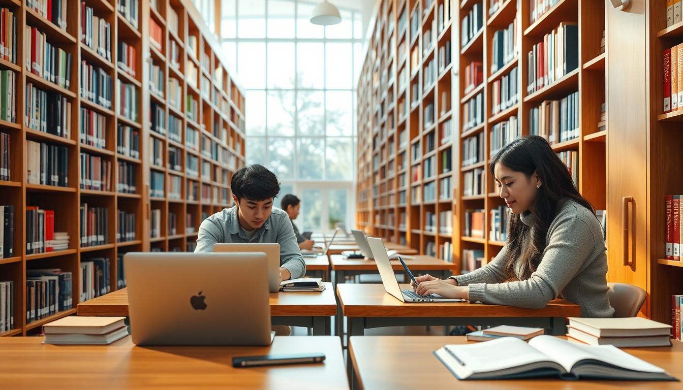 Students studying together in modern classroom
